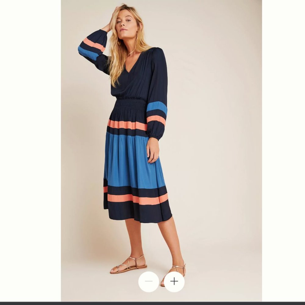 SOLD: Aidy Colorblocked Midi Dress from Anthropologie